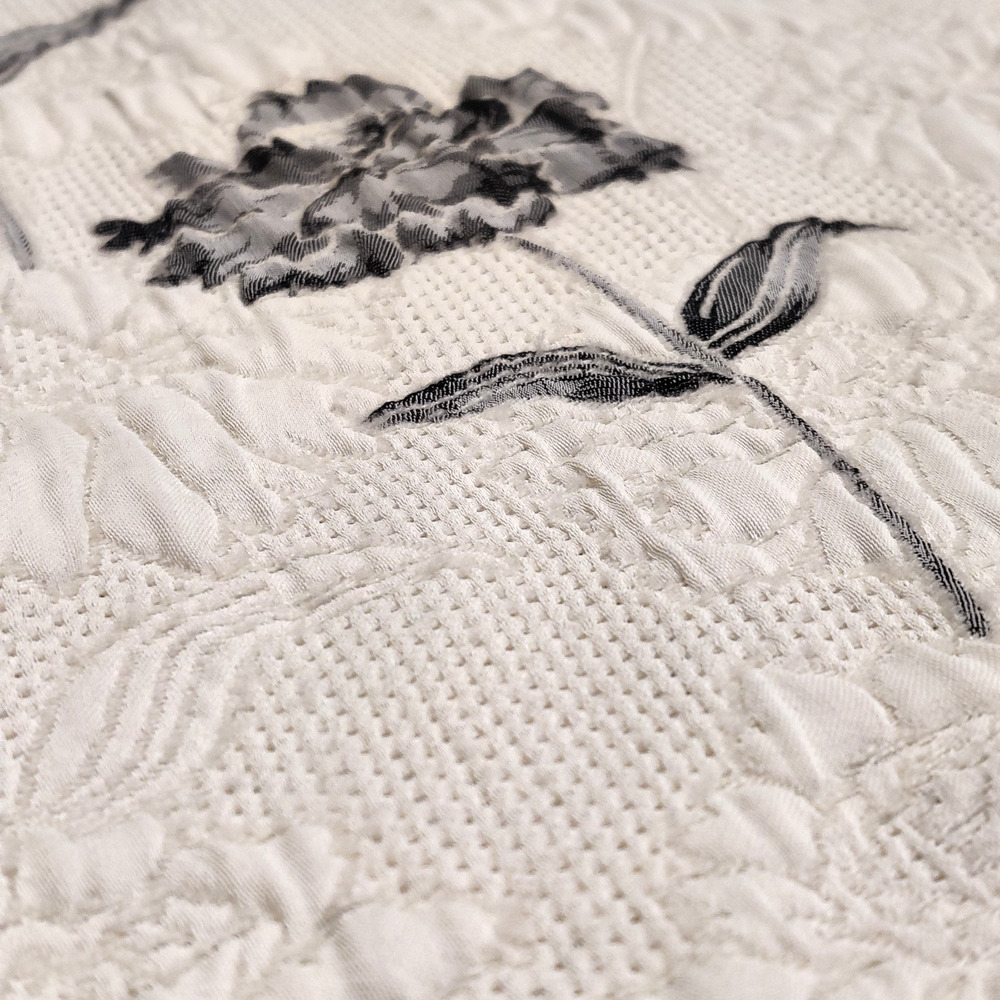 eskandar Floral Quilted Button Jacket Size OS Cream Refined Statement Designer - Picture 10 of 16
